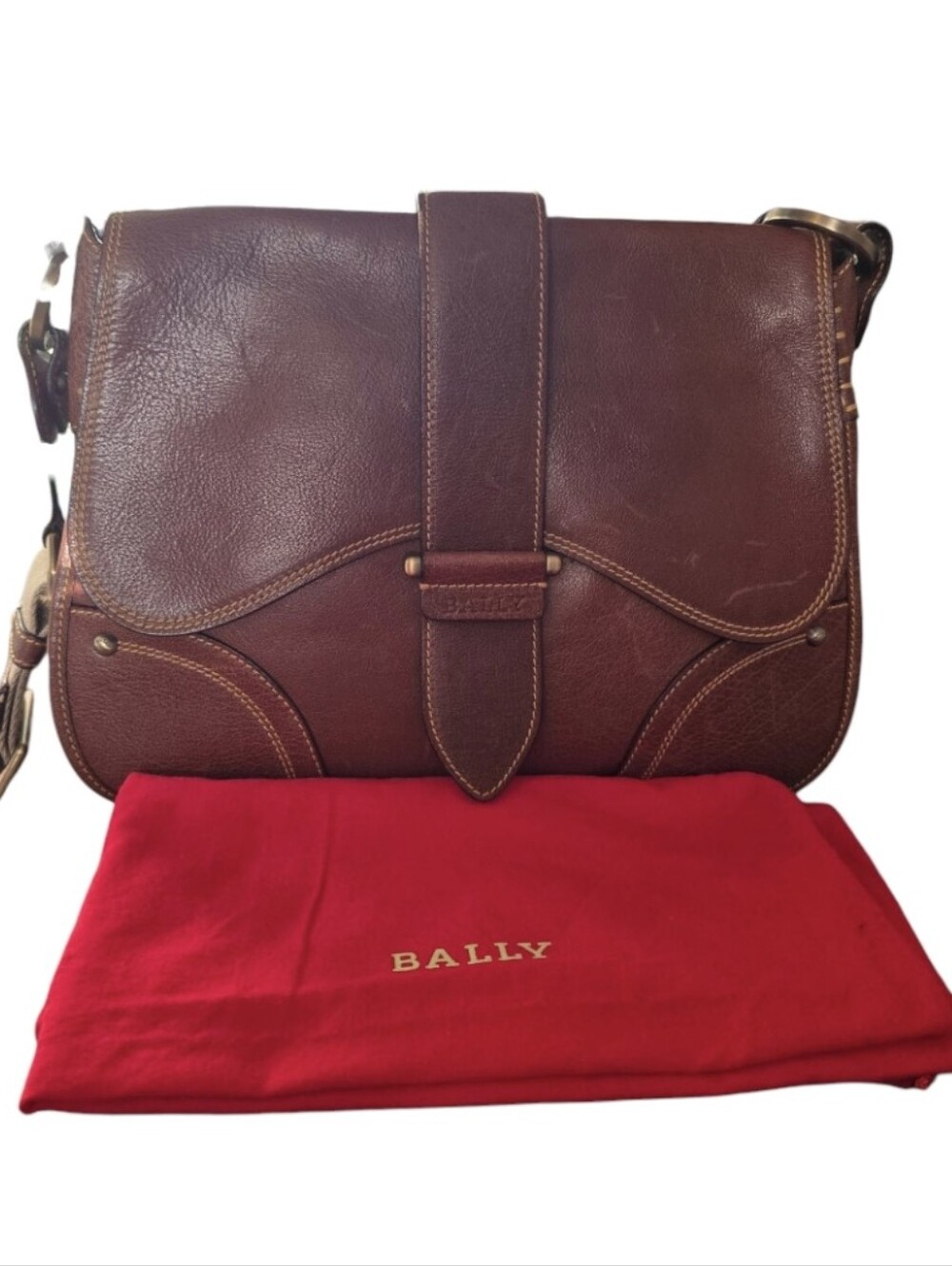 Bally Vintage Made In Italy Saddle Crossbody Bag With Vintage Bally Dustbag - Picture 2 of 16